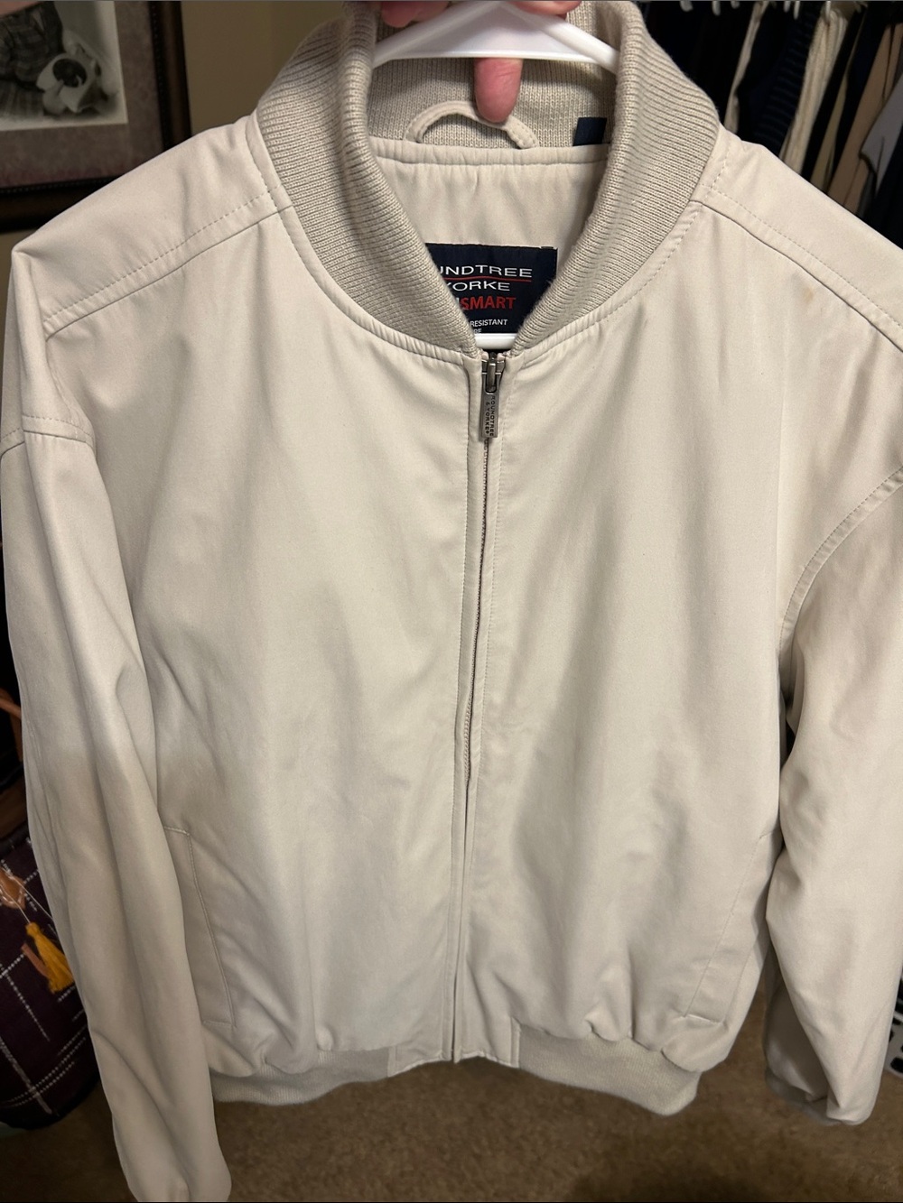 Roundtree & Yorke Light Beige Bomber Jacket